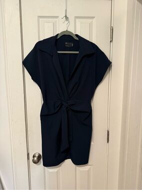 ASOS Navy Blue Mini Dress with Front Tie